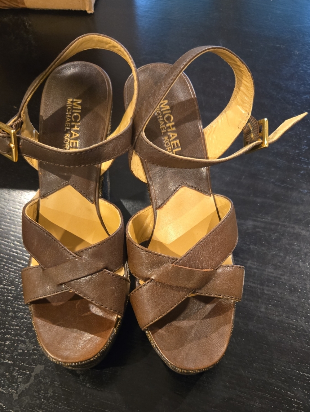 Brand NEW! MKORS Monogram Wedge Sandal 6